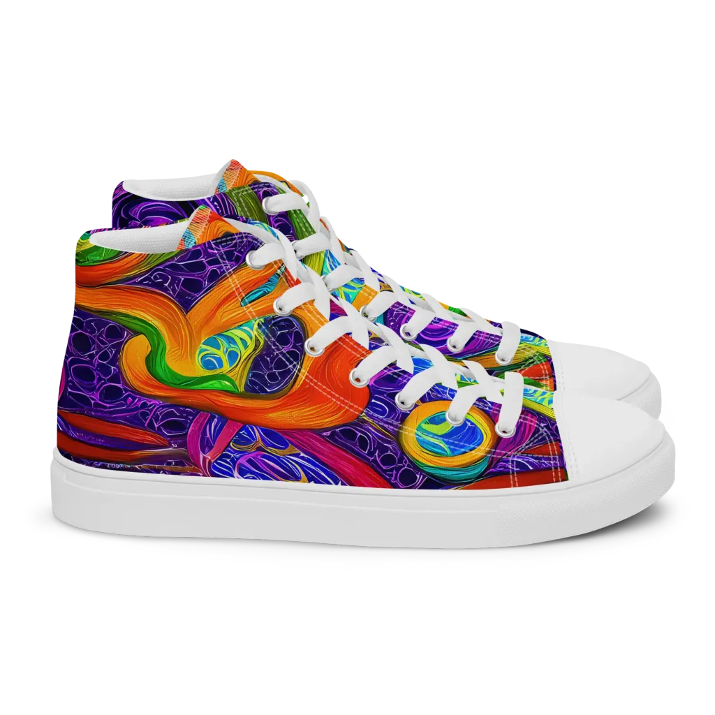 Orchid Circuit on Women's High Top Canvas Shoes — Right