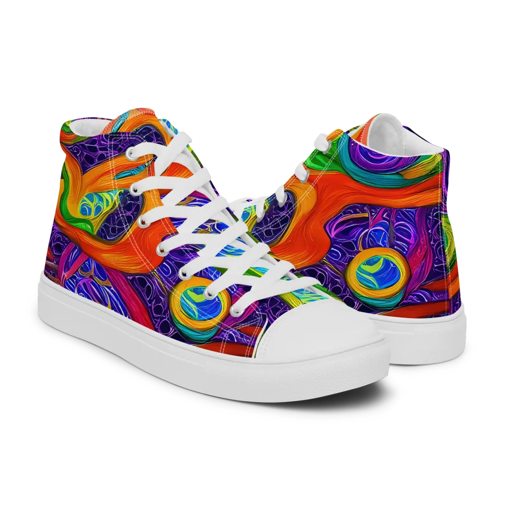 Orchid Circuit on Women's High Top Canvas Shoes — Right