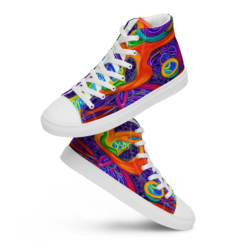 Orchid Circuit on Women's High Top Canvas Shoes — Front