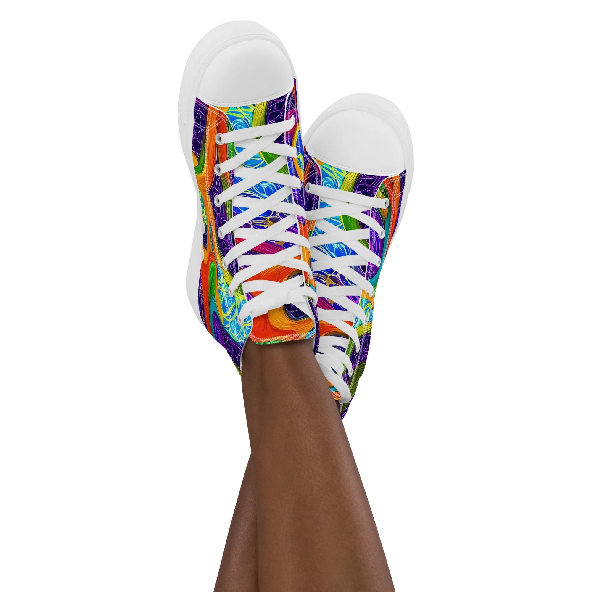 Orchid Circuit on Women's High Top Canvas Shoes — Front