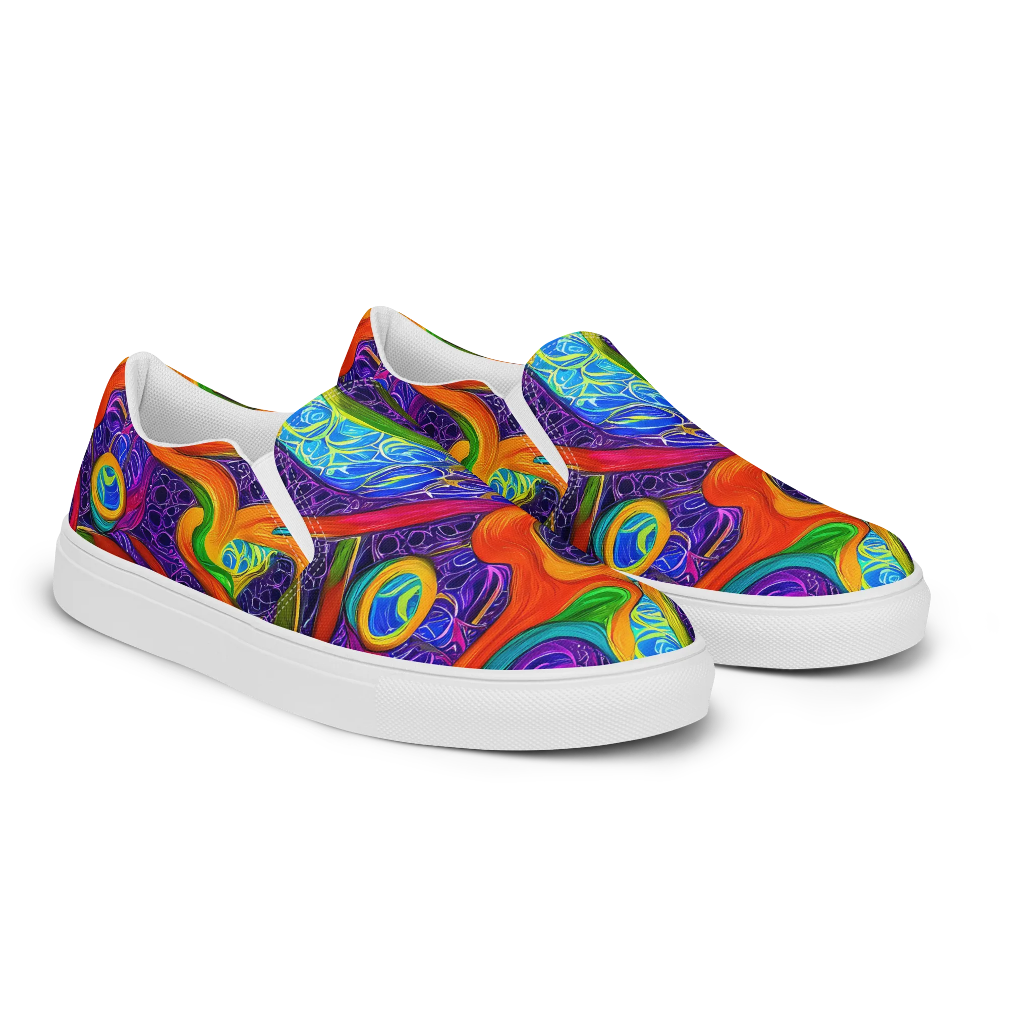 Orchid Circuit on Men's Slip-On Canvas Shoes — Right Front