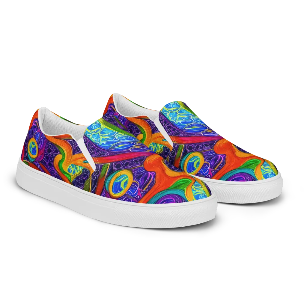 Orchid Circuit on Men's Slip-On Canvas Shoes — Right Front