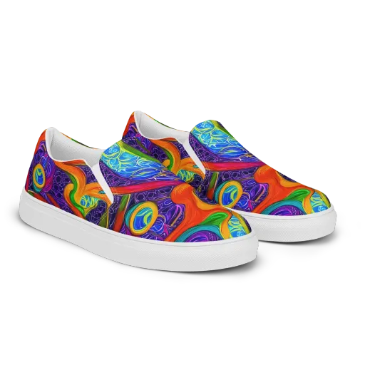 Orchid Circuit on a Men's Slip-On Canvas Shoes