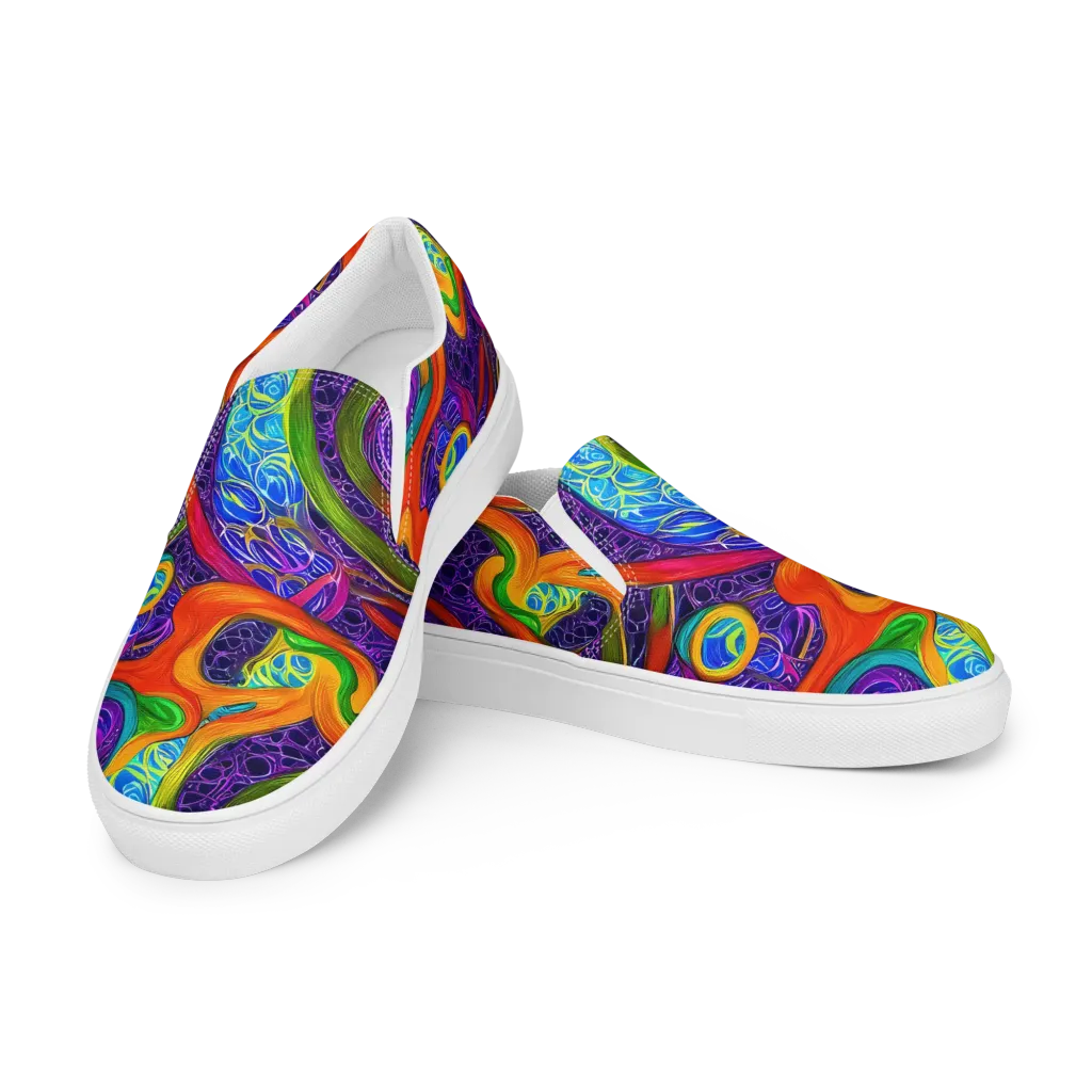 Orchid Circuit on Men's Slip-On Canvas Shoes — Left Front