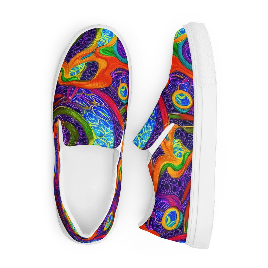 Orchid Circuit on Men's Slip-On Canvas Shoes — Front