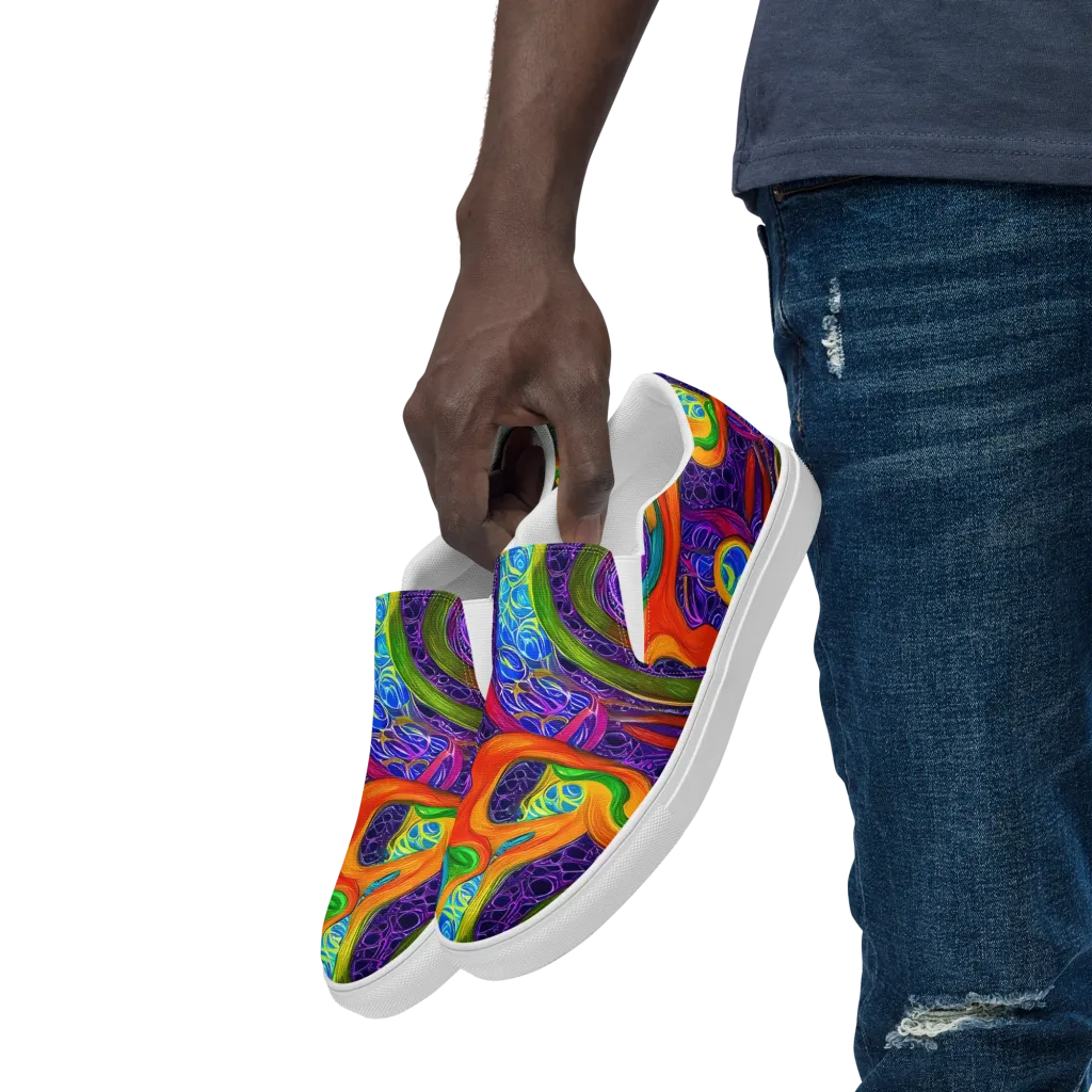 Orchid Circuit on Men's Slip-On Canvas Shoes — Left Front
