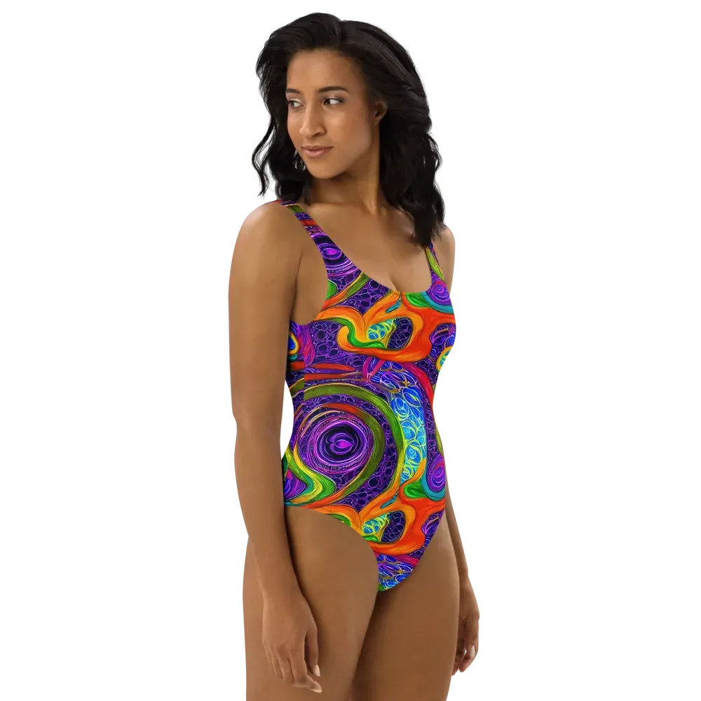 Orchid Circuit on One-Piece Swimsuit — Right