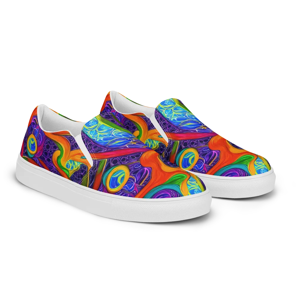 Orchid Circuit on Women's Slip-On Canvas Shoes — Right Front