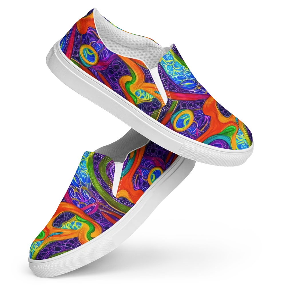 Orchid Circuit on Women's Slip-On Canvas Shoes — Front