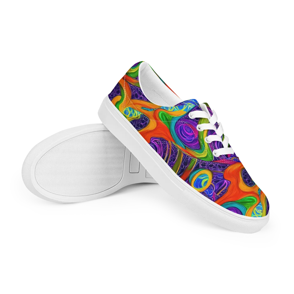 Orchid Circuit on Men's Lace-Up Canvas Shoes — Right Front