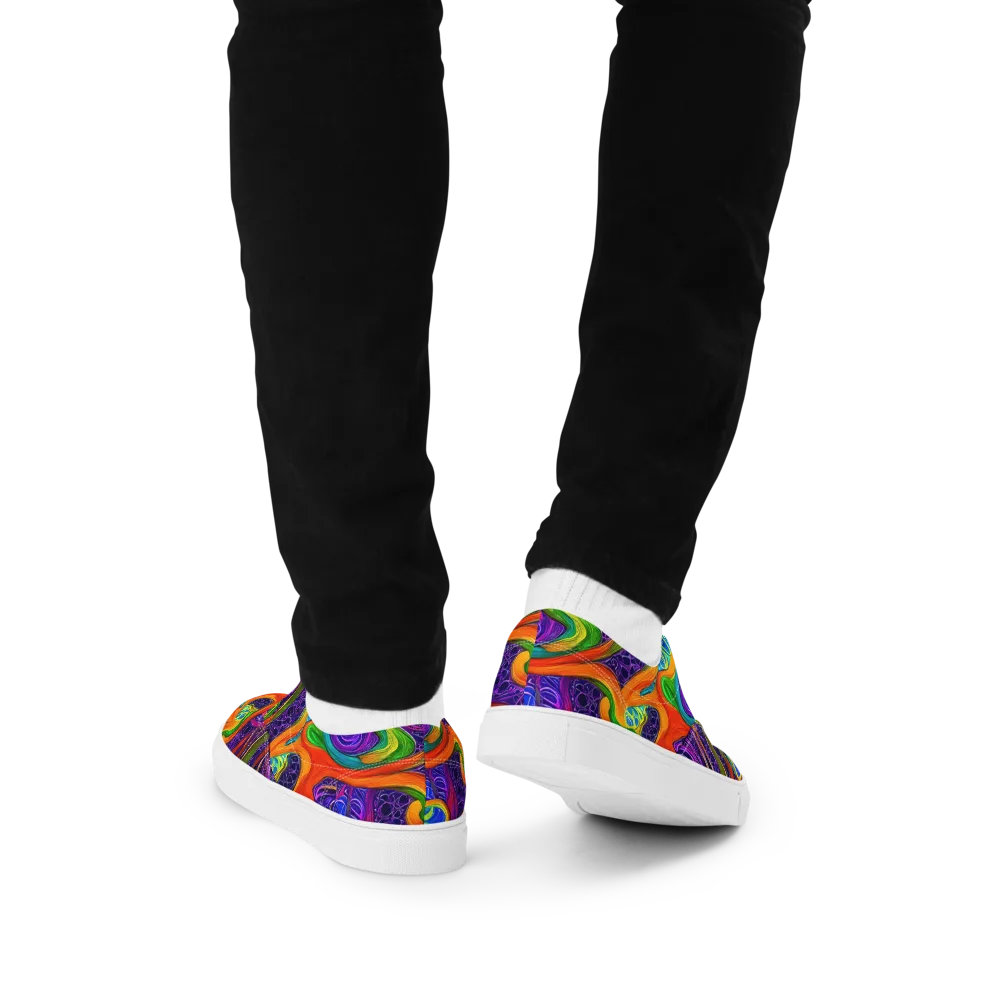 Orchid Circuit on Men's Lace-Up Canvas Shoes — Back