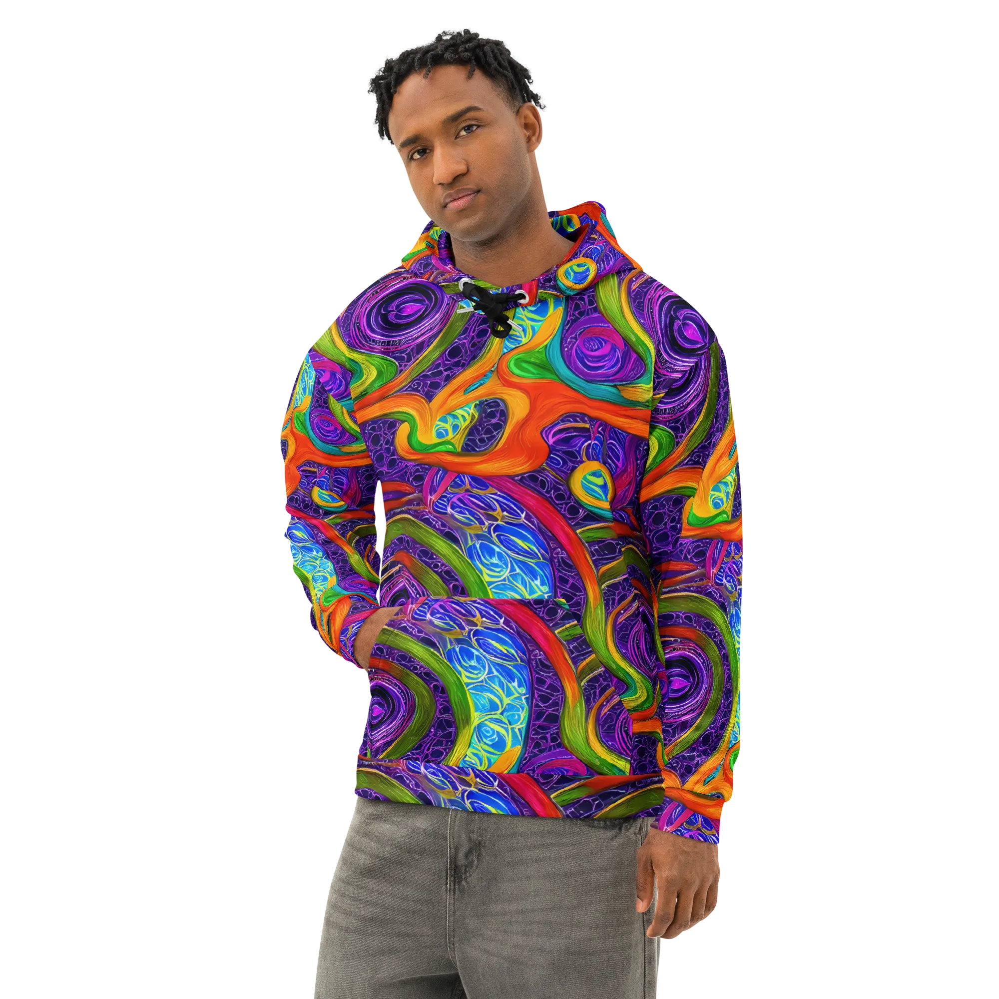 Orchid Circuit on Cotton Hoodie — Left Front