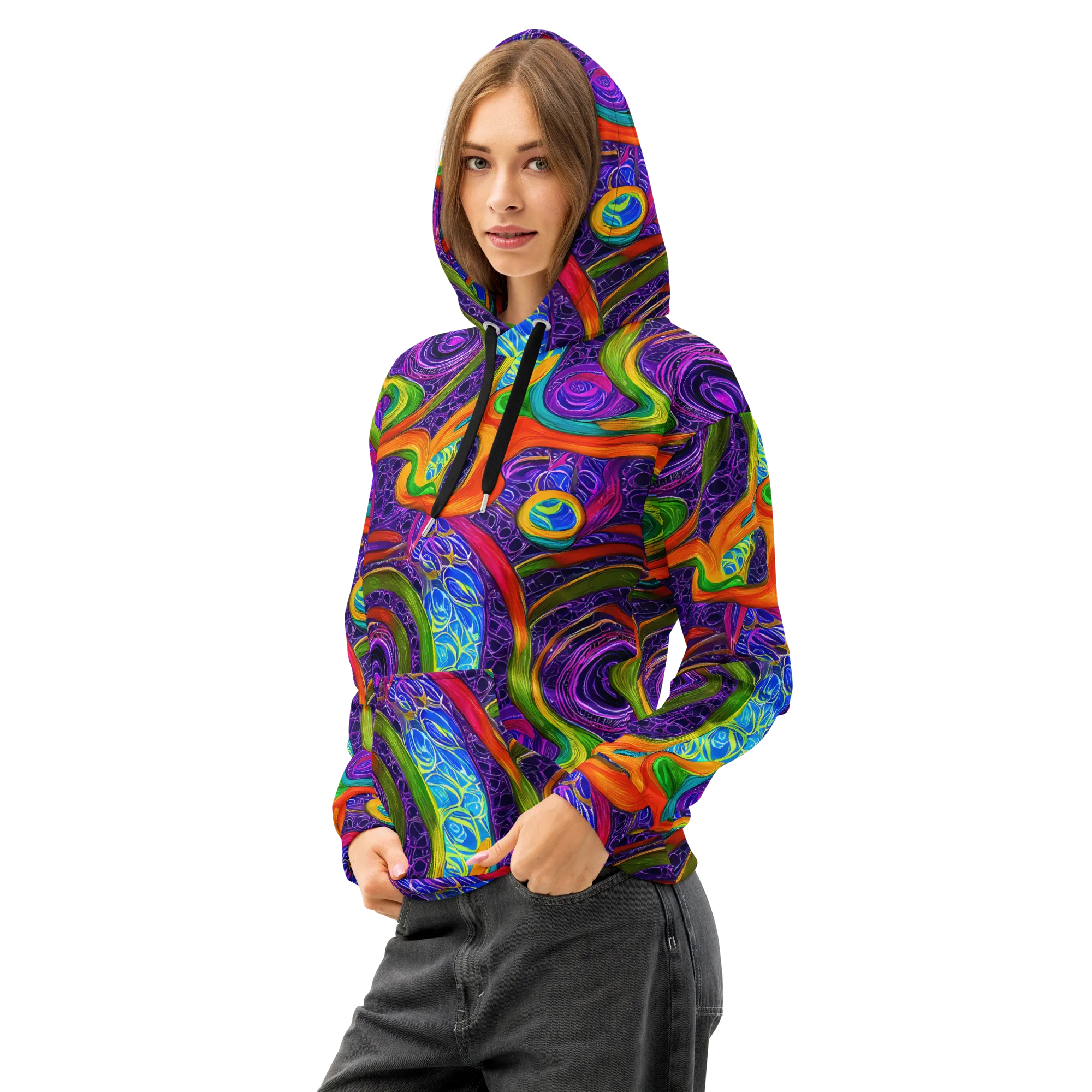 Orchid Circuit on Cotton Hoodie — Left Front