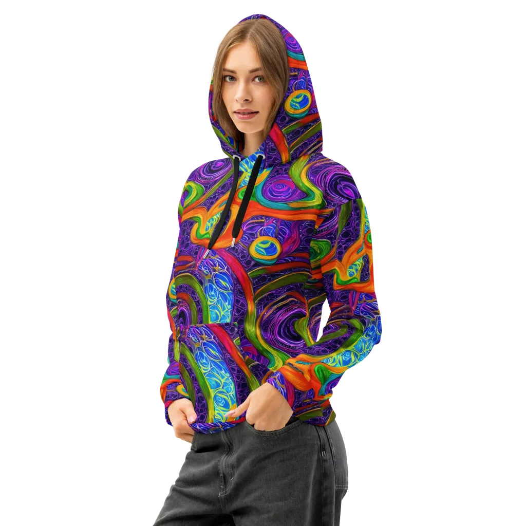 Orchid Circuit on Cotton Hoodie — Left Front