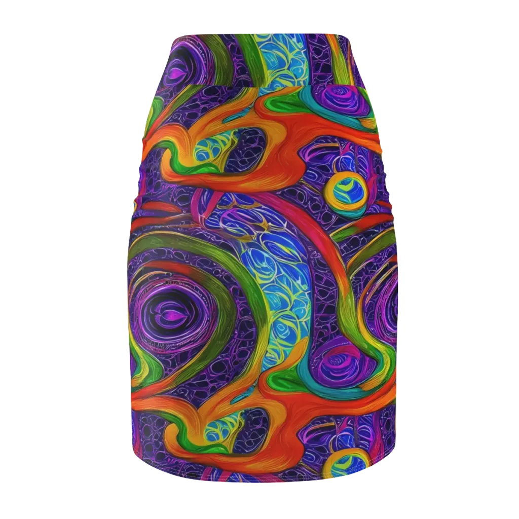 Orchid Circuit on Pencil Skirt — Back