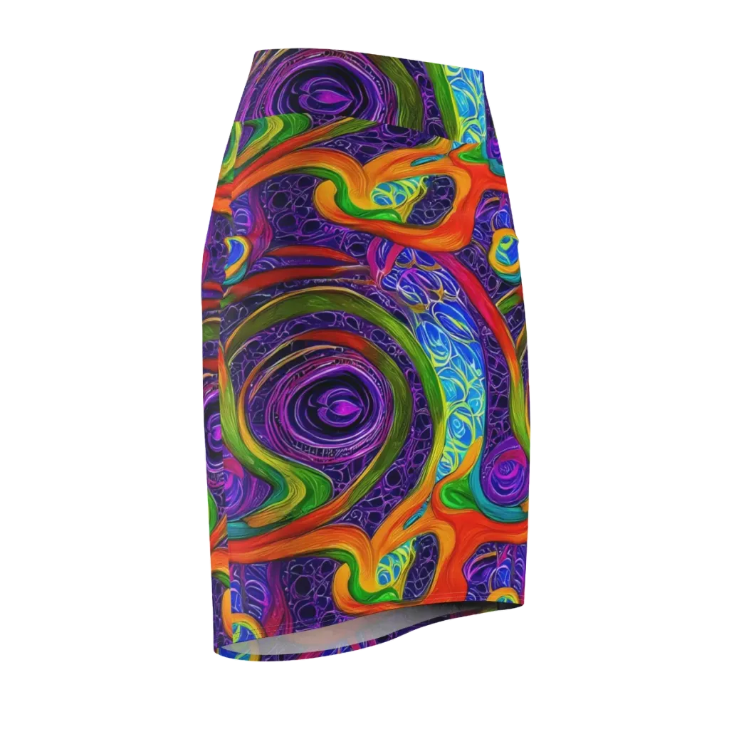 Orchid Circuit on Pencil Skirt — Front Side