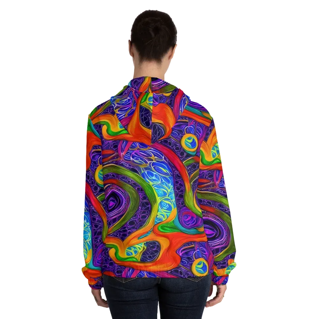 Orchid Circuit on Women's Full-Zip Hoodie — Back On Person