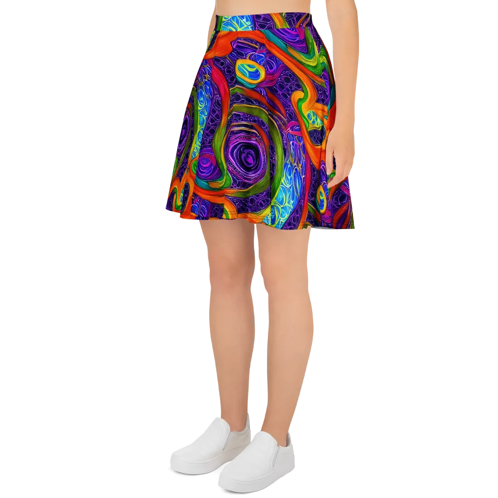 Orchid Circuit on Skater Skirt — Left