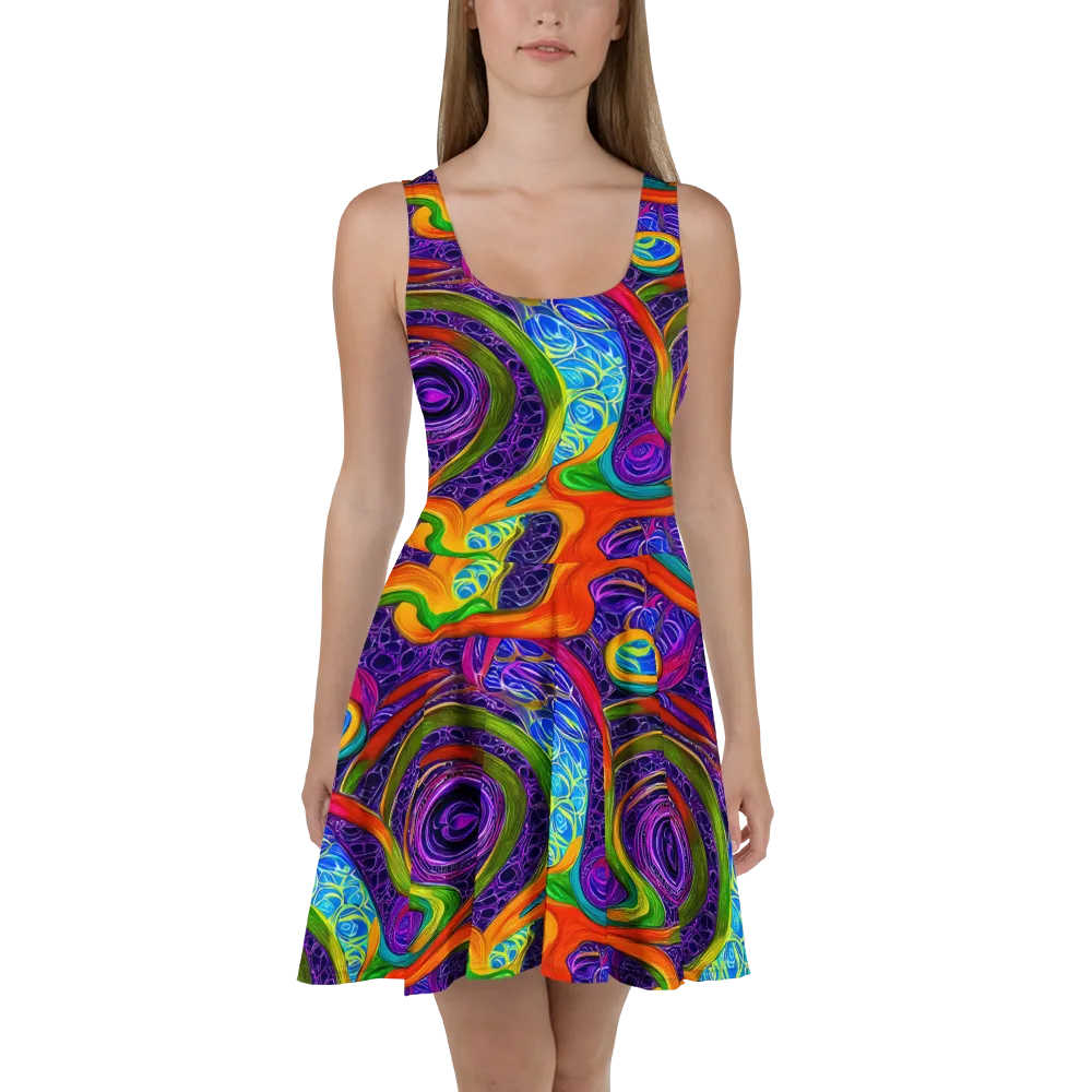 Orchid Circuit on Skater Dress — Front