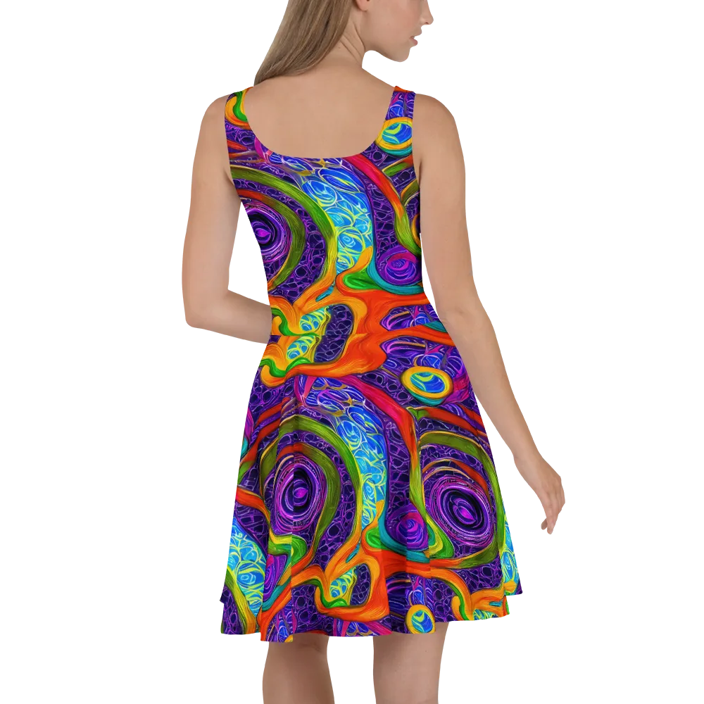 Orchid Circuit on Skater Dress — Back