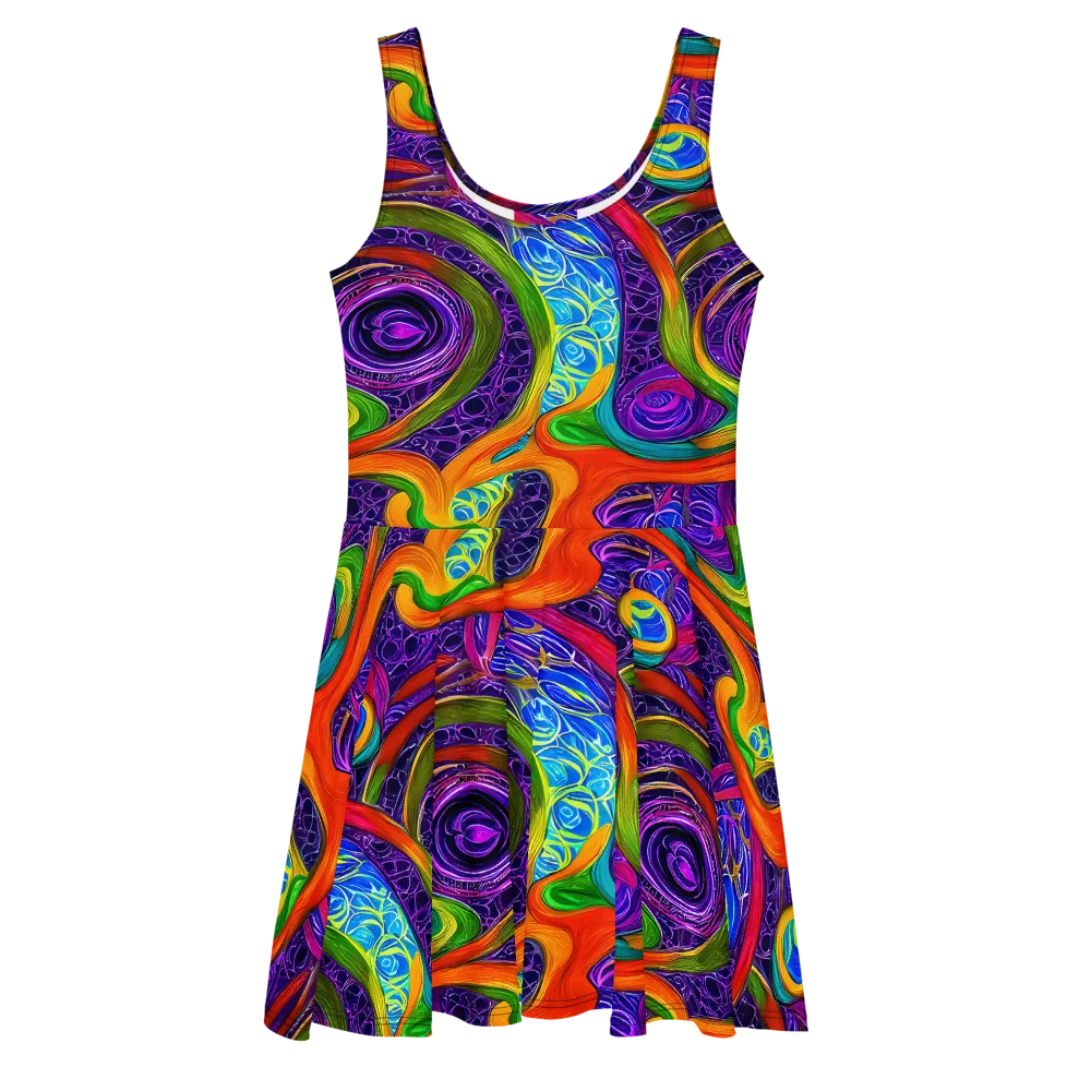 Orchid Circuit on Skater Dress — Front