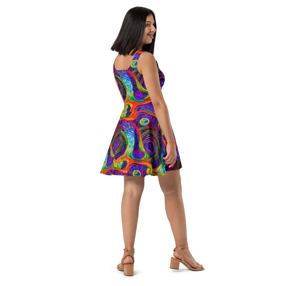 Orchid Circuit on Skater Dress — Right