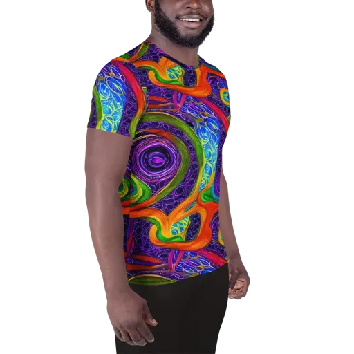 Orchid Circuit on a Men's Athletic T-Shirt