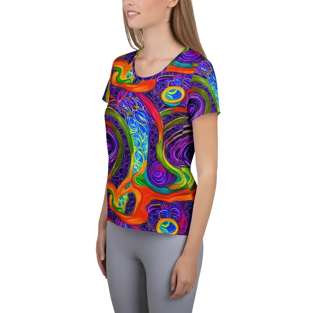 Orchid Circuit on Women's Athletic T-Shirt — Left