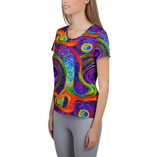 Orchid Circuit on a Women's Athletic T-Shirt