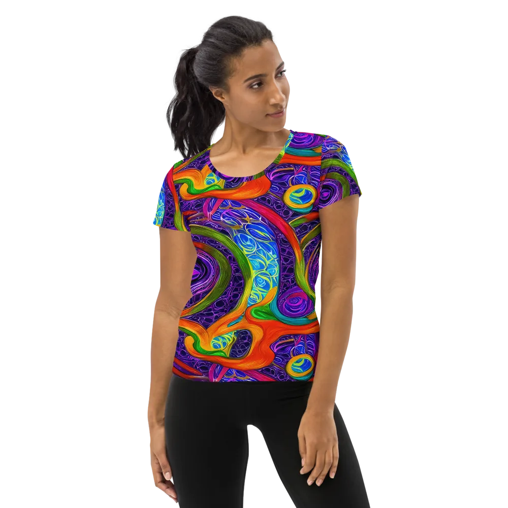 Orchid Circuit on Women's Athletic T-Shirt — Front