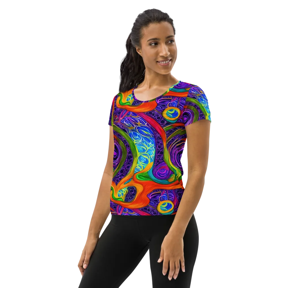 Orchid Circuit on Women's Athletic T-Shirt — Left