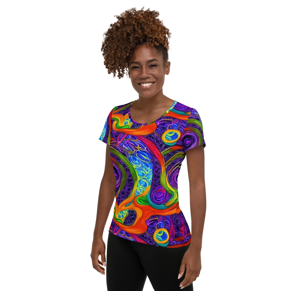 Orchid Circuit on Women's Athletic T-Shirt — Left