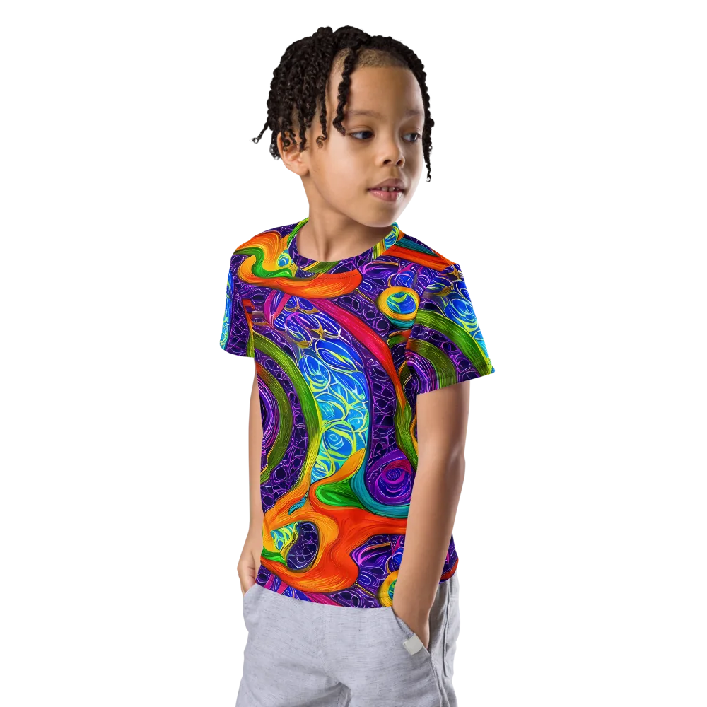Orchid Circuit on Kids Crew Neck T-Shirt — Left Front