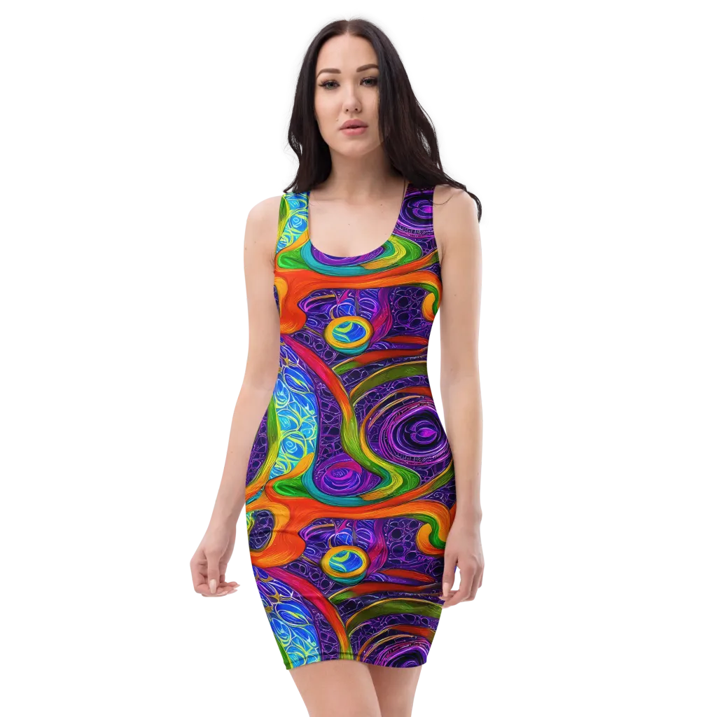 Orchid Circuit on Bodycon Dress — Front