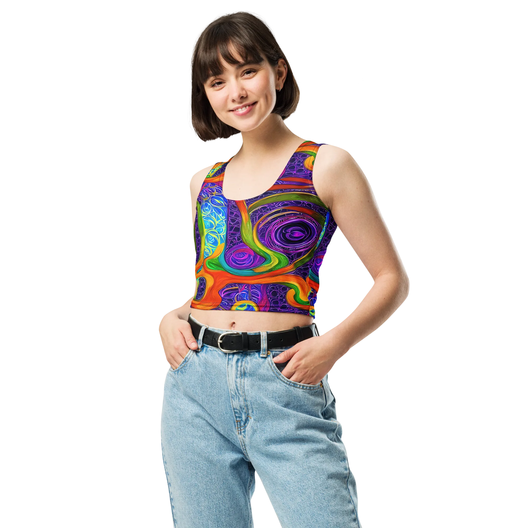 Orchid Circuit on Crop Top — Front