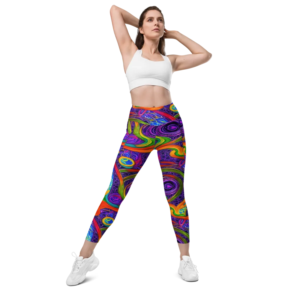Orchid Circuit on Leggings with Pockets — Front