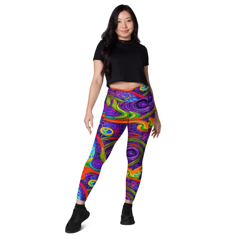 Orchid Circuit on Leggings with Pockets — Front