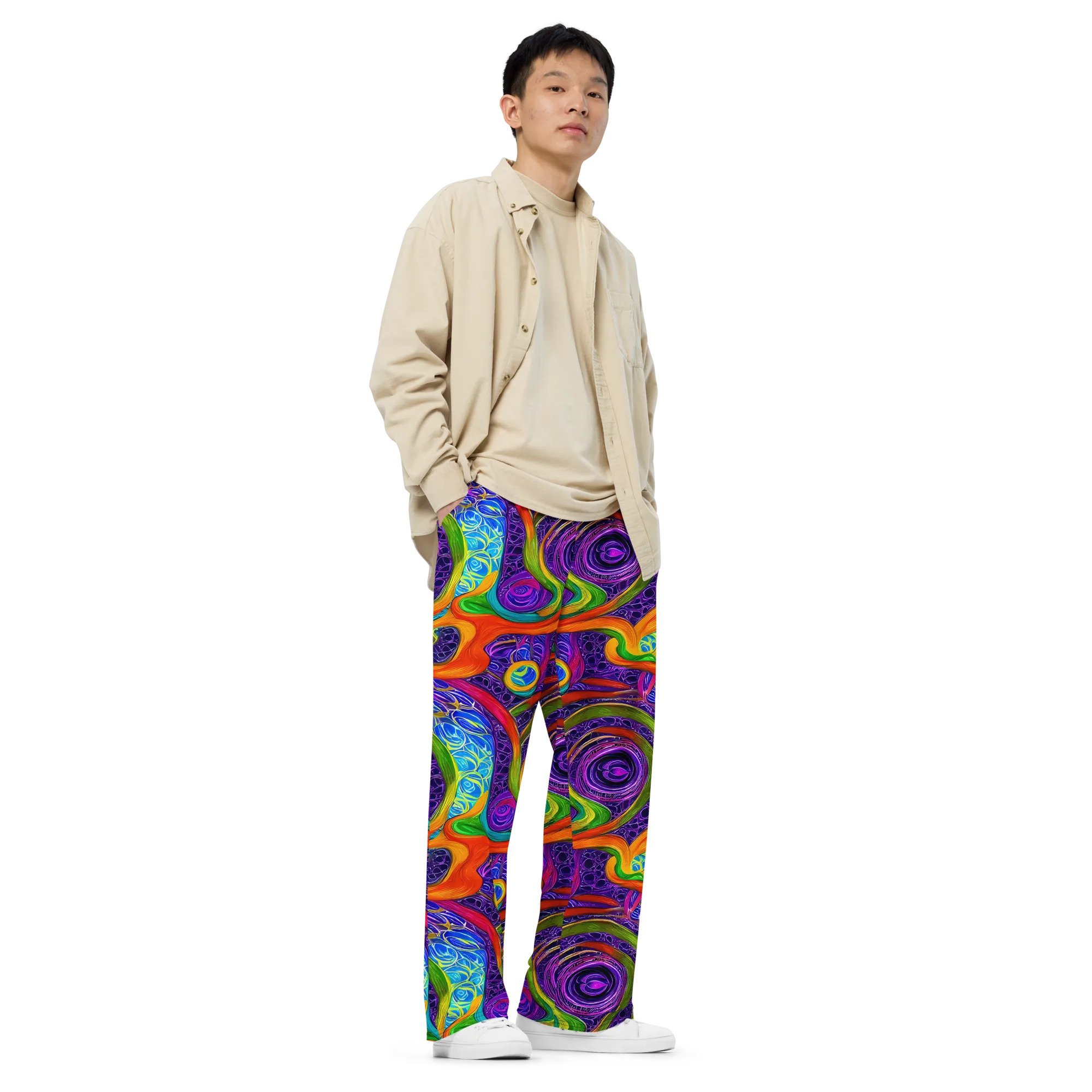 Orchid Circuit on Wide-Leg Pants — Right Front