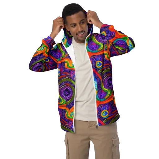 Orchid Circuit on a Men's Windbreaker
