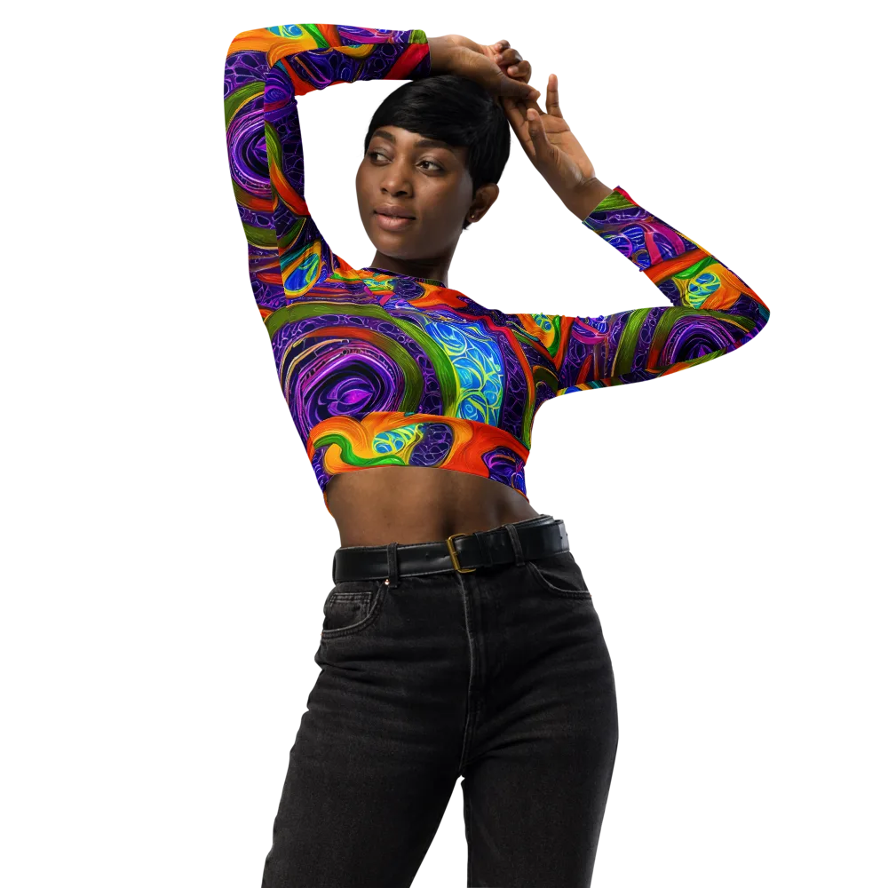 Orchid Circuit on Long Sleeve Crop Top — Front