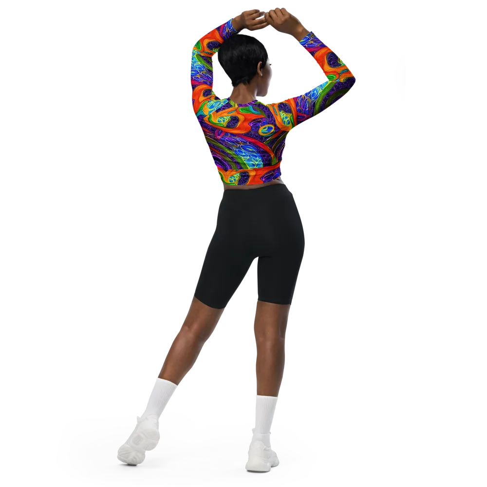 Orchid Circuit on Long Sleeve Crop Top — Back