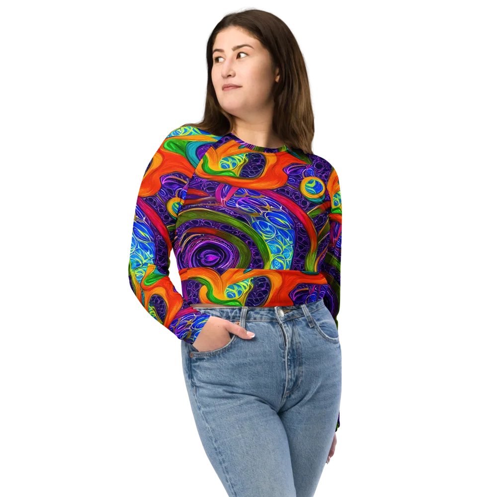 Orchid Circuit on Long Sleeve Crop Top — Front
