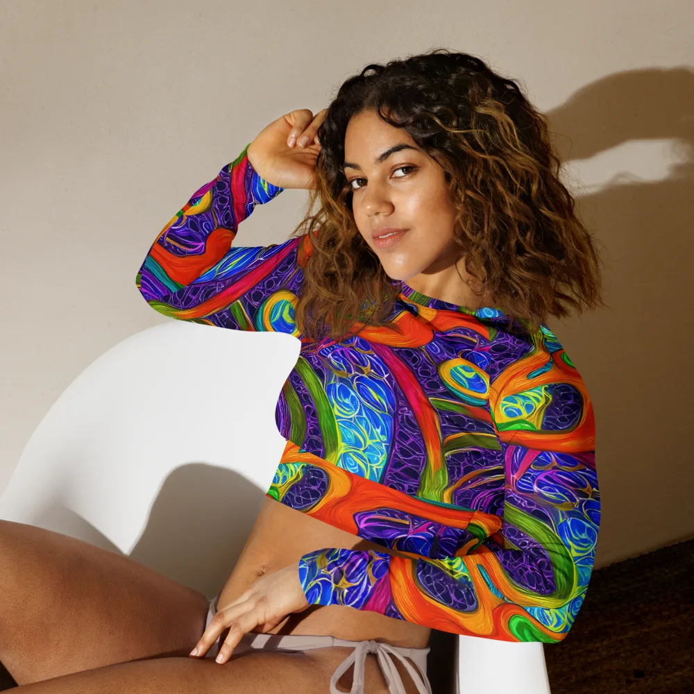 Orchid Circuit on Long Sleeve Crop Top — Left Front