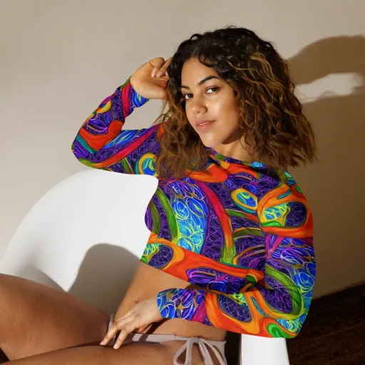 Orchid Circuit on a Long Sleeve Crop Top