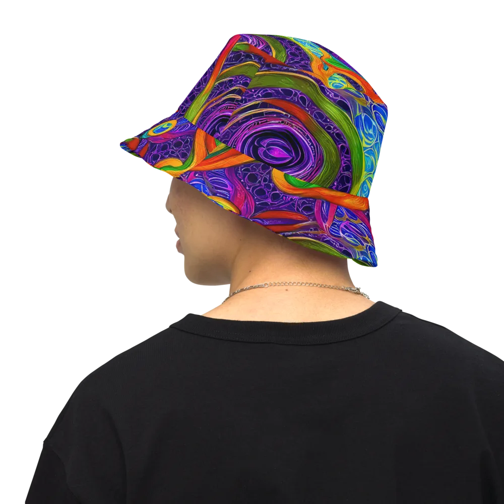 Orchid Circuit on Reversible Bucket Hat — Back Inside