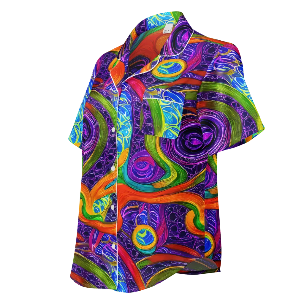 Orchid Circuit on Women's Short Sleeve Pajama Top — Left Front