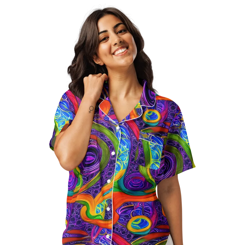 Orchid Circuit on Women's Short Sleeve Pajama Top — Front