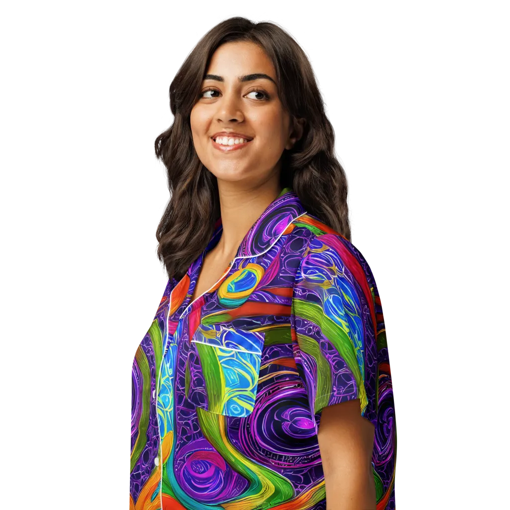 Orchid Circuit on Women's Short Sleeve Pajama Top — Left Front