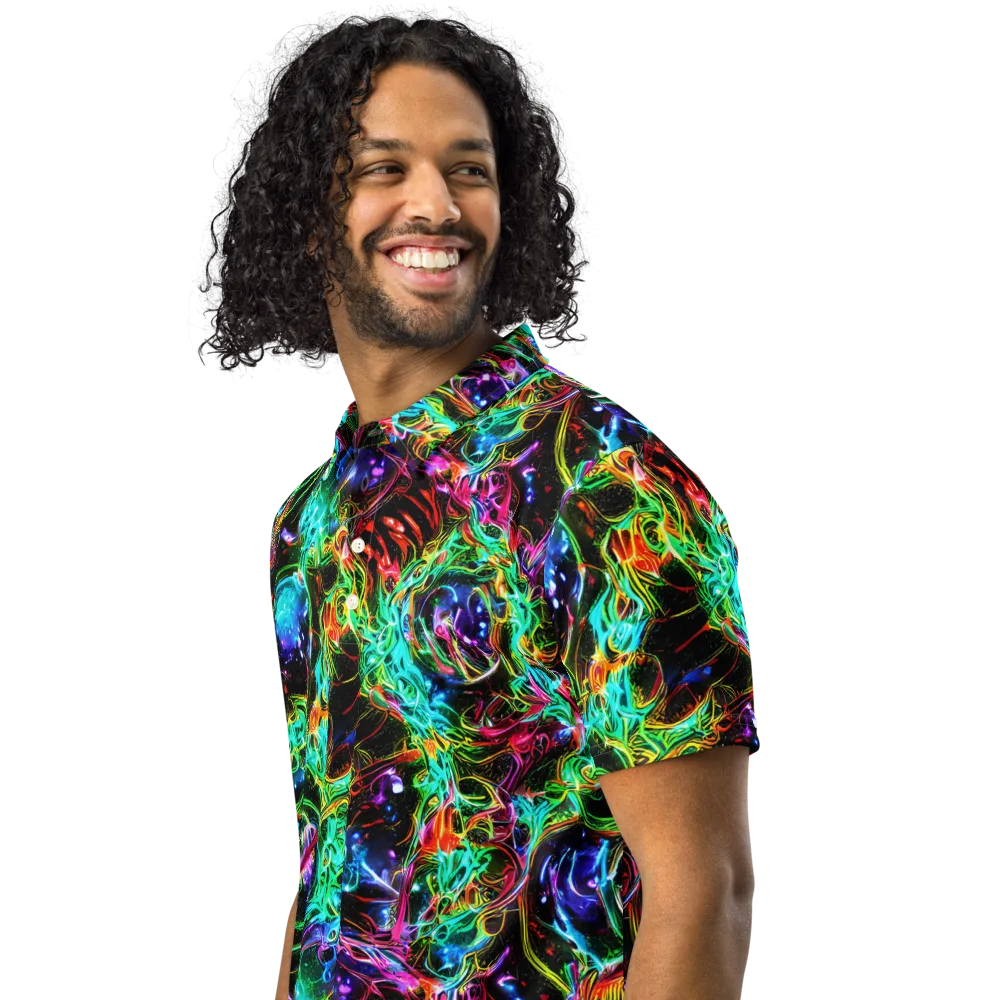 Stellar Pulse on Men's Slim Fit Polo Shirt — Left Front