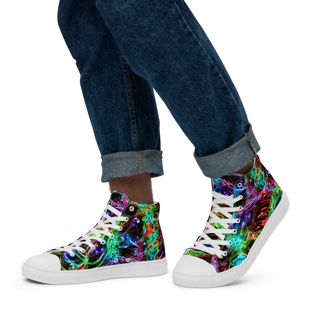 Stellar Pulse on Men's High Top Canvas Shoes — Left